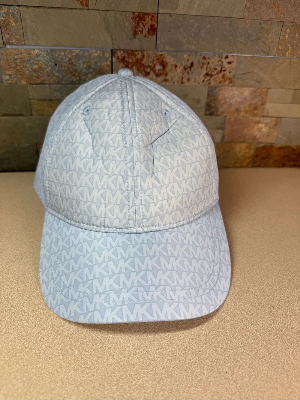 Michael Kors White All-Over MK Monogram Baseball Cap